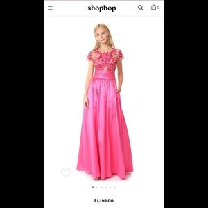 Marchesa Notte Pink/magenta floral embroidery gown